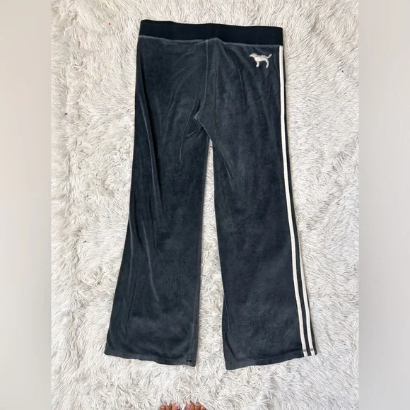 ◾️Rare Vintage Y2K Victoria’s Secret PINK Velour Number Flare Side Stripe Pants - Picture 6 of 7